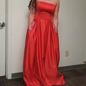 Red prom dress with pockets